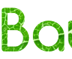 Create your own inscription with the Comfortaa font and a green leaf background in the online designer